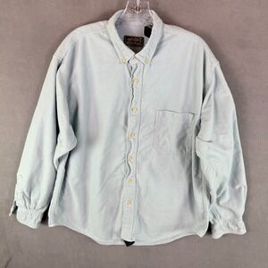 VTG Eddie Bauer Shirt Mens L Blue Chamois Flannel Button Work Shacket Outdoor